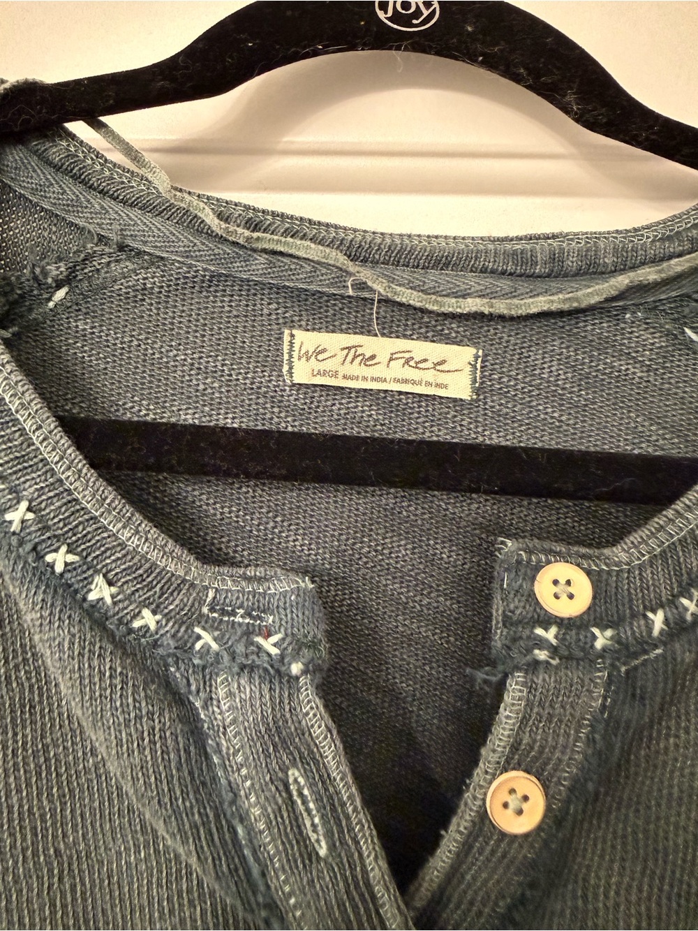 Free People Washed Green Long-Sleeve Henley Top - Picture 7 of 8